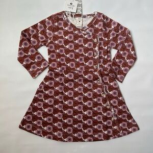 2T Kate Quinn Dress NWT Poppies & Daisies Pink Maroon Organic Cotton Long Sleeve